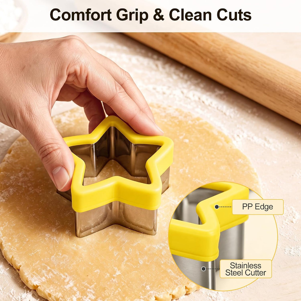 HOOMIL 12 Pcs Round Cookie Cutters, 1 to 4.5 Inch Graduated Set