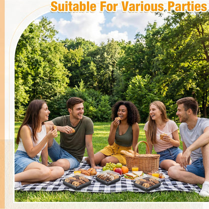 Shellwei 5 Pack Extra Large Charcuterie Board with Lids, 18 x 12 Inch Plastic Catering Trays for Cookies, Desserts, Candy, Reusable Serving Platters for Travel Party