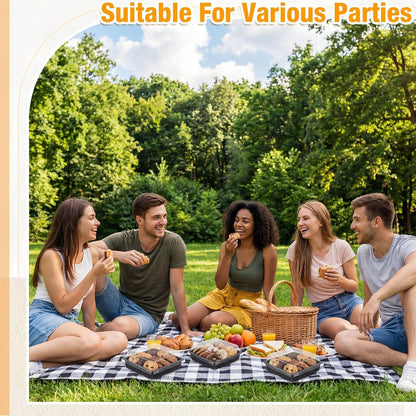 Shellwei 5 Pack Extra Large Charcuterie Board with Lids, 18 x 12 Inch Plastic Catering Trays for Cookies, Desserts, Candy, Reusable Serving Platters for Travel Party