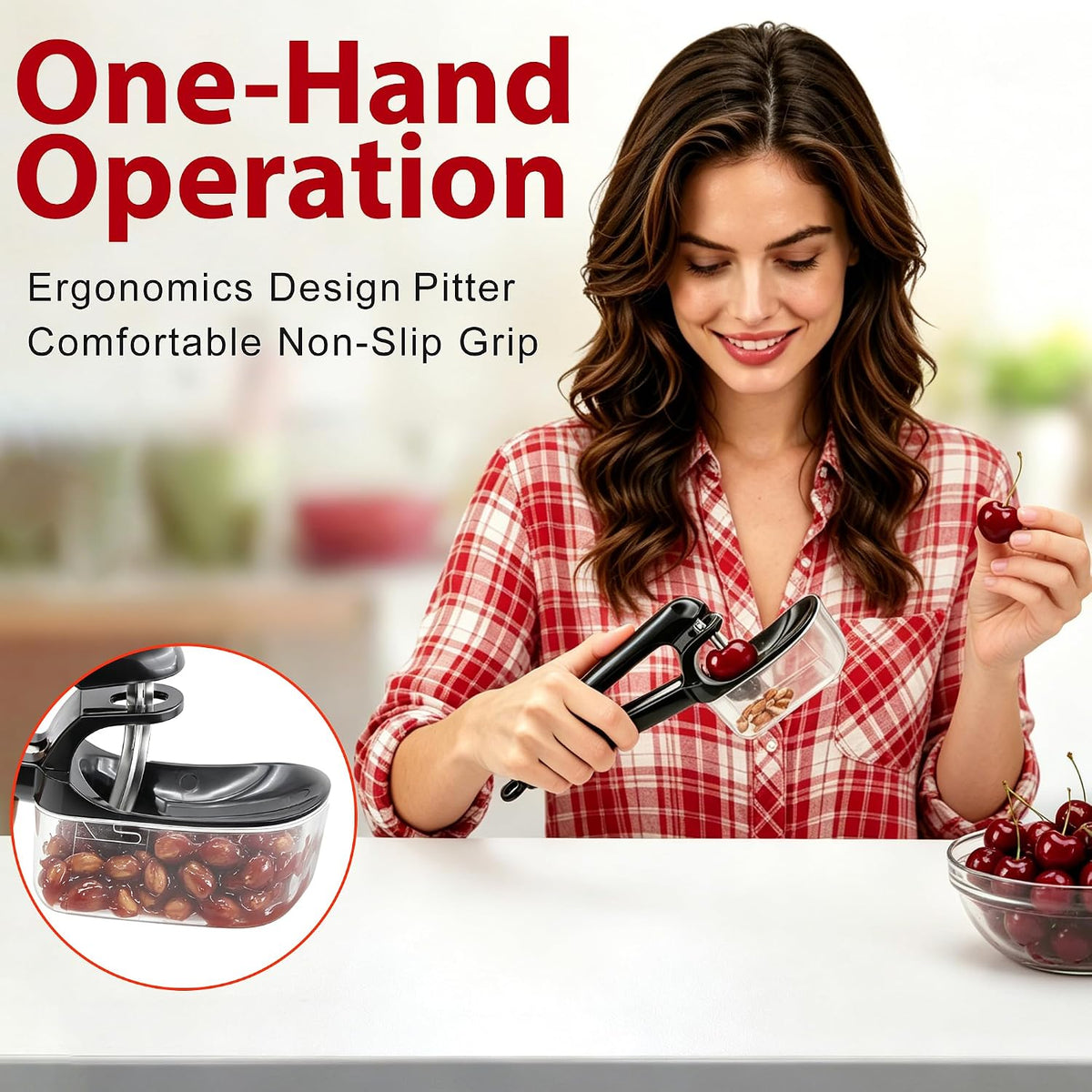 Cherry Pitter with Storage Box| Handheld Cherry Pit Olive Seed Remover Tool