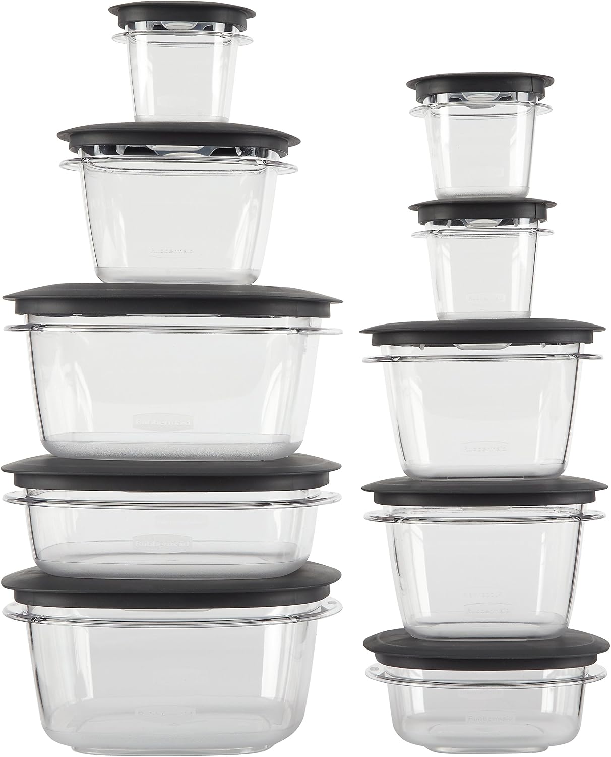 Rubbermaid Premier Easy Find Lids Meal Prep and Food Storage Containers, Set of 10 (20 Pieces Total), Grey |BPA-Free & Stain Resistant