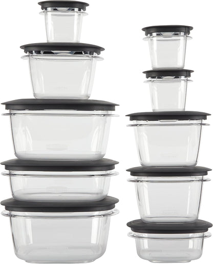 Rubbermaid Premier Easy Find Lids Meal Prep and Food Storage Containers, Set of 10 (20 Pieces Total), Grey |BPA-Free & Stain Resistant