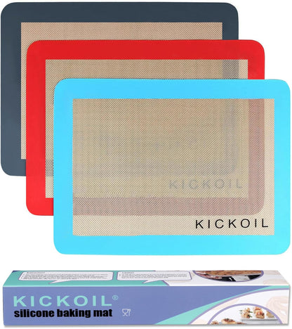 Silicone Baking Mats Set of 3, Non-Stick Reusable BPA-Free Oven Liners