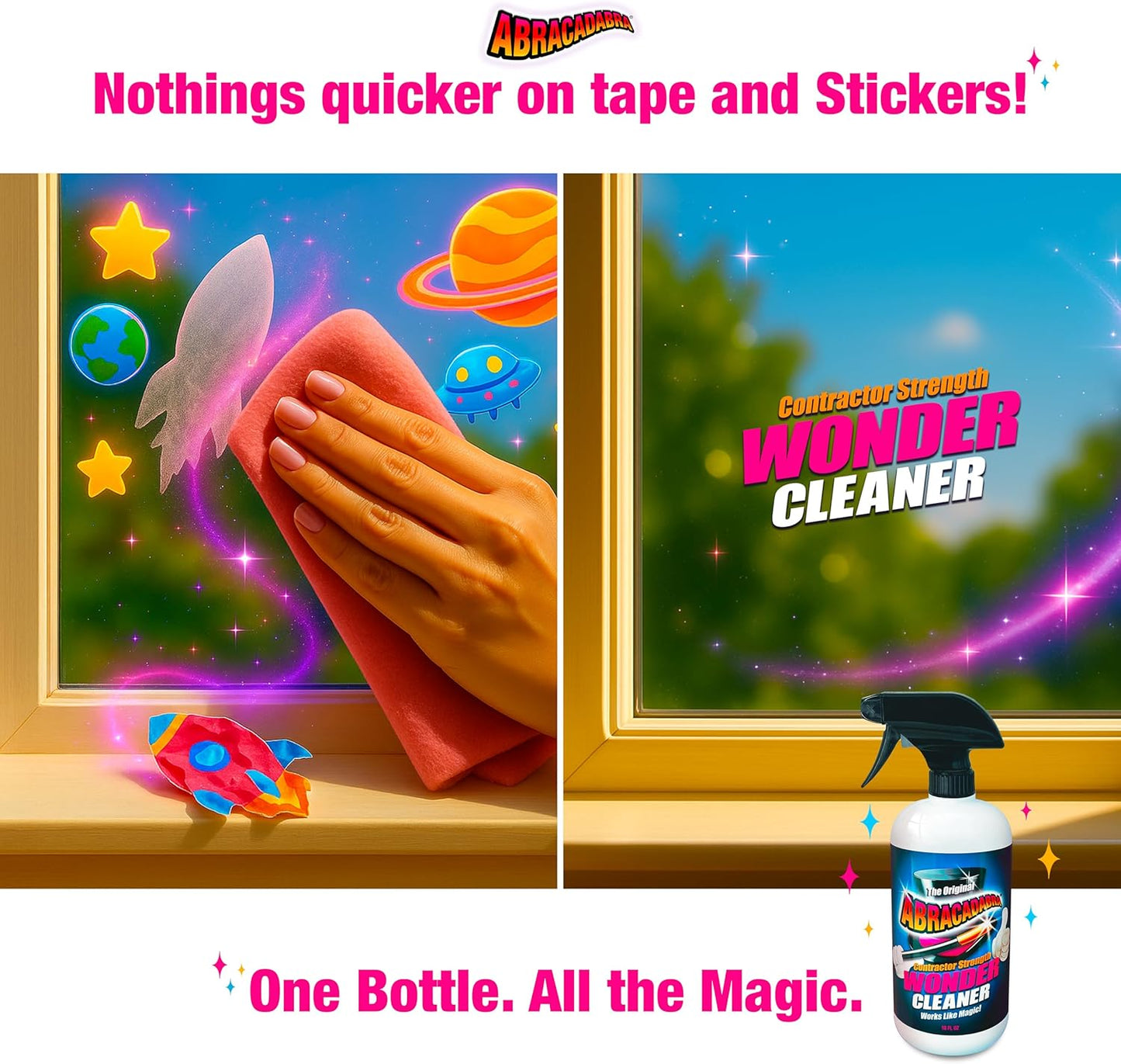 Abracadabra® Contractor Strength Wonder Cleaner - As Seen on TV - 16 fl oz - Gunk & Build up Remover - Removes Tar, Adhesives, Gum, Stickers, Sap, Oils & More on Most Surfaces - Better Stronger Faster