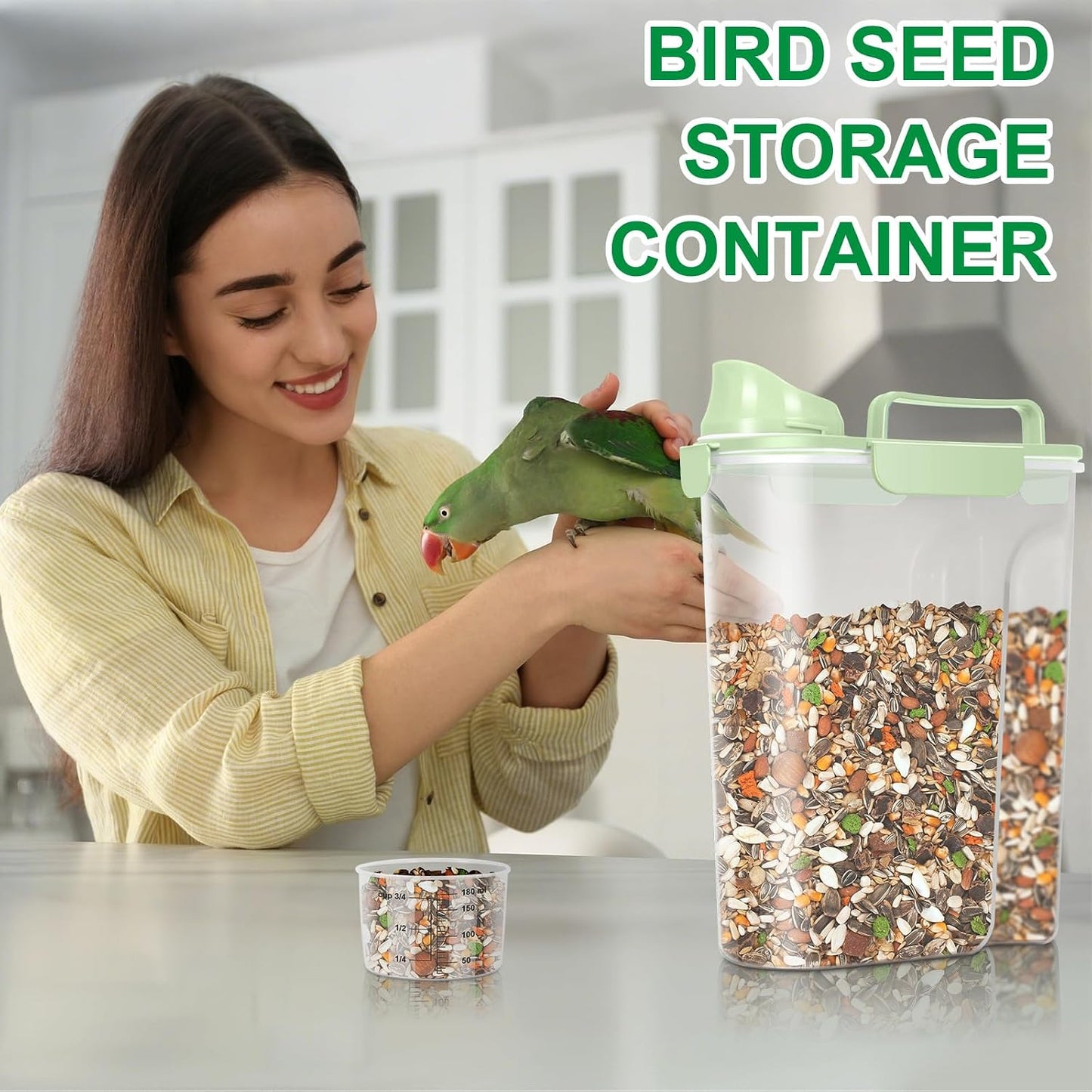 TBMax 10 Lbs Cat Dog Food Storage Container, 2026 Upgraded Large Pouring Container for Pet Food Storage, Bird Seed Dispenser, Portable Travel Kibble Holder -Dark Green