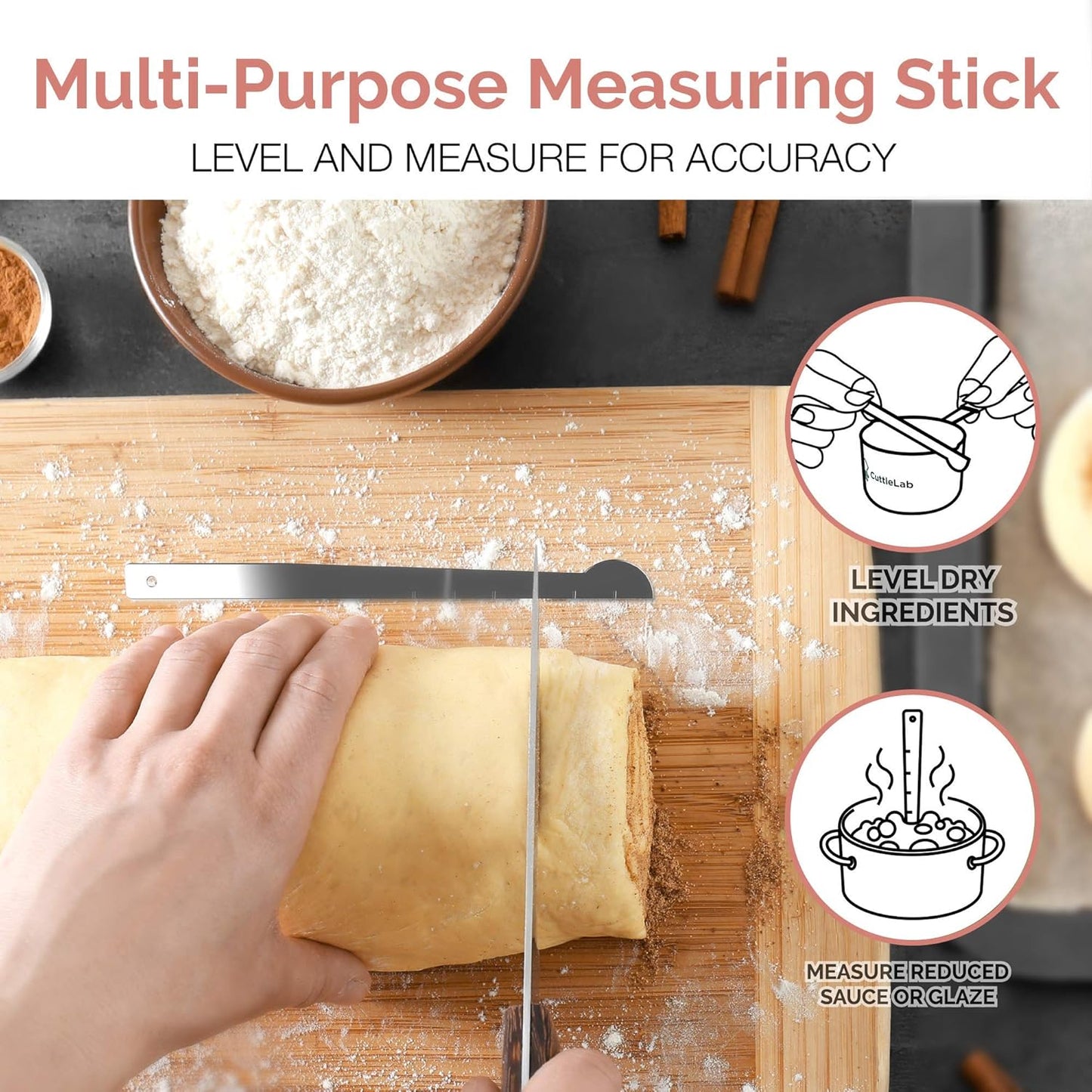 CuttleLab 22-Piece Stainless Steel Measuring Cups and Spoons Set, Tad Dash Pinch Smidgen Drop Mini Measuring Spoons, Measuring Stick Leveler, Measurement Conversion Chart Fridge Magnet, (Charcoal)
