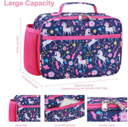 RHCPFOVR Kids Lunch Bag - Insulated Lunch Box for Boys Girls,Washable Lunch Bag and Reusable Toddler Leak-proof Lunchbox for School and Daycare - Colors B