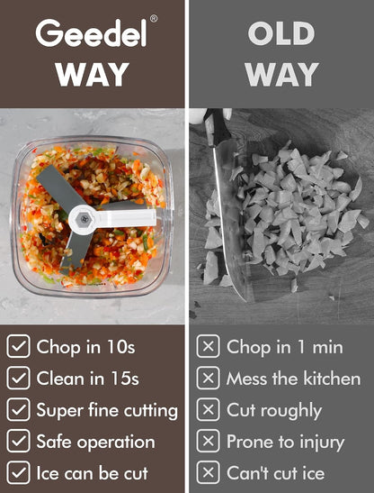 Geedel Vegetable Chopper, Manual Food Chopper with Hand Pull String, 500ml