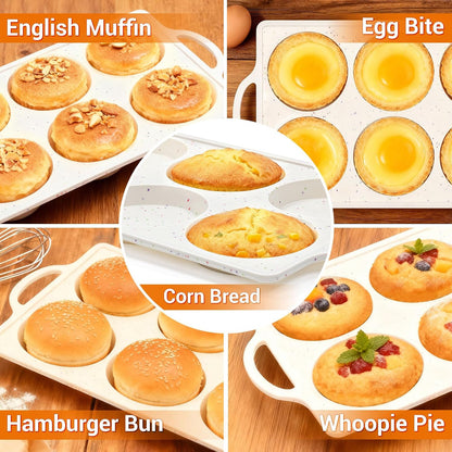 Silicone Muffin Pans for Baking, Metal Reinforced Frame 12 Cups Regular Size Silicone Cupcake Pan Nonstick Muffin Tin for Baking Muffin, Cupcake, Frittatas,BPA Free, Silicone Molds Dishwasher Safe