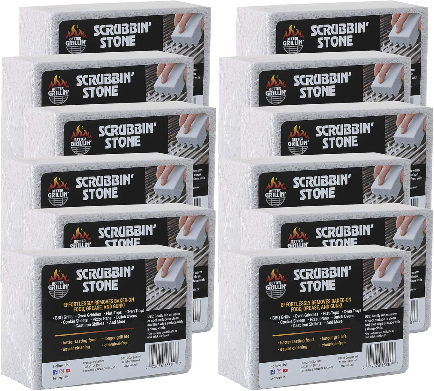 Better Grillin Scrubbin Stone Grill Cleaning Brick Block | Griddle Stone | Grill Stone Cleaning Block | Barbecue Grill Cleaner for BBQ, Griddle, & Racks