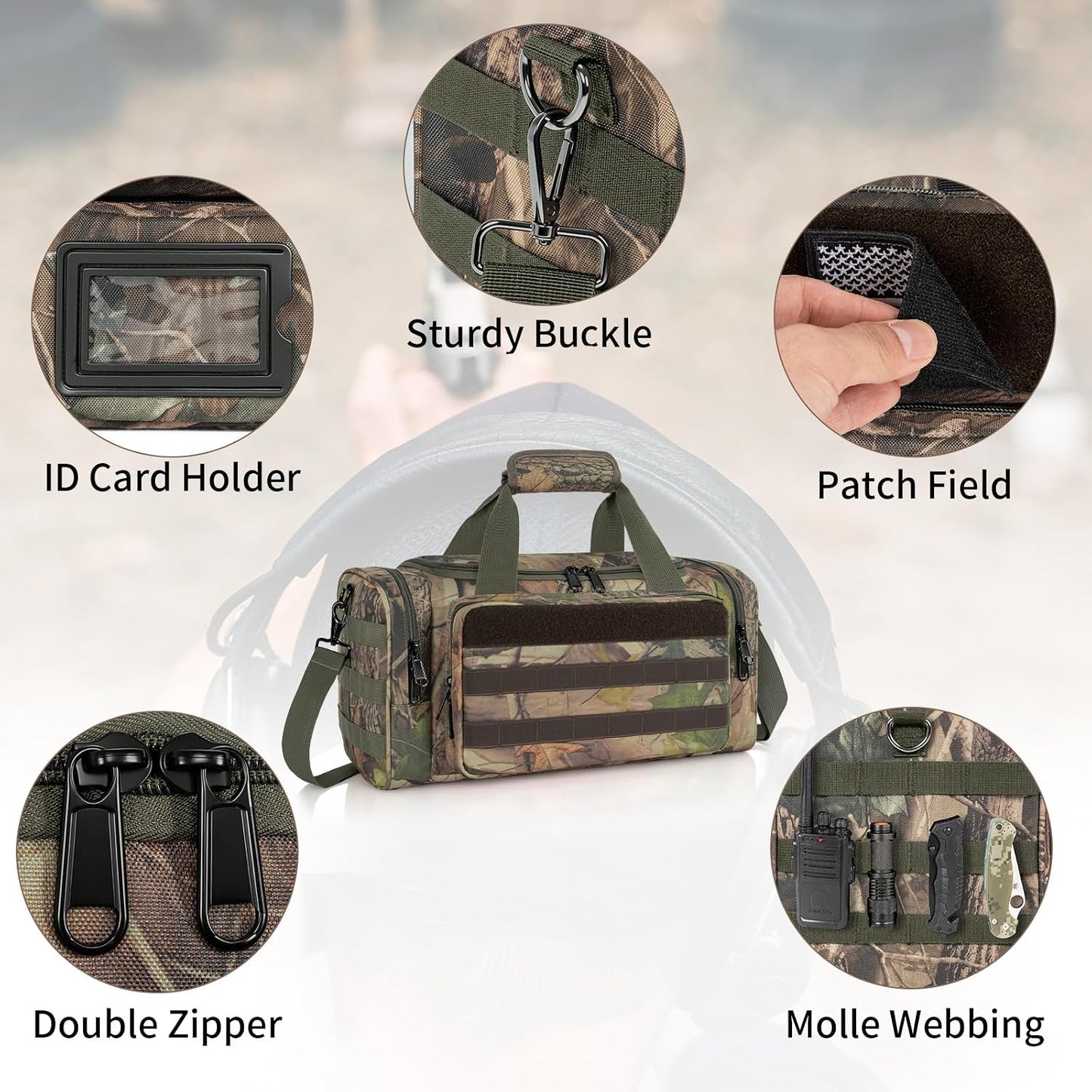 Tactical Pistol Range Bag, Gun Range Bag for Handguns, Shooting Duffle Range Pistol Bag with 6X Magazine Slots, Extra Pockets for Ammo and Essentials