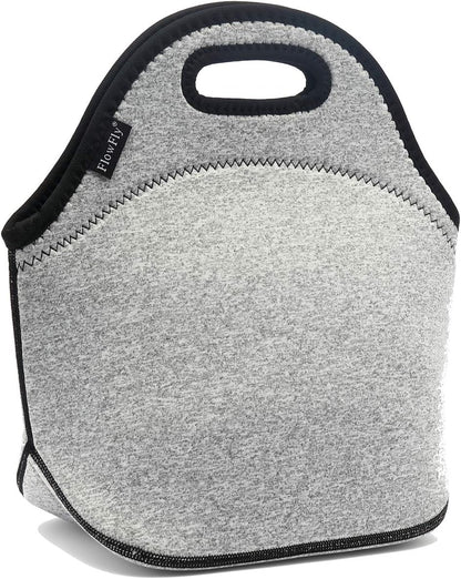 FlowFly Neoprene kids Lunch box Insulated Soft Bag Mini Cooler Thermal Meal Tote Kit for Boys, Girls,Men,Women,School,Work, Office,Black