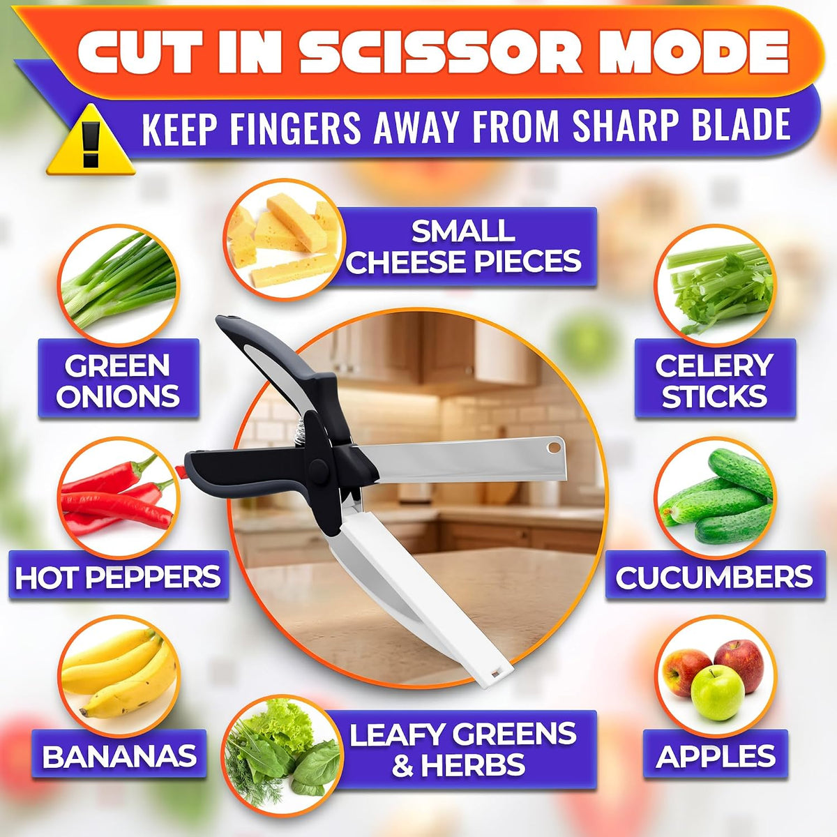 2 in 1 Kitchen Scissors for Food with Knife Sharpener (Grey)