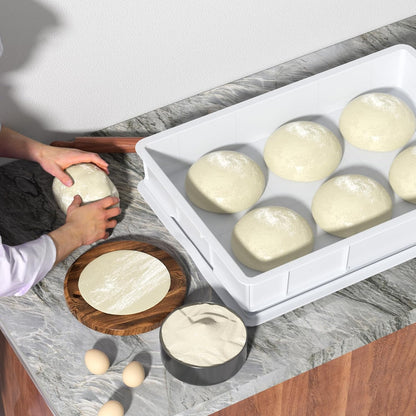 4-Pack Plastic Commercial Pizza Dough Proofing Box with Lid, White