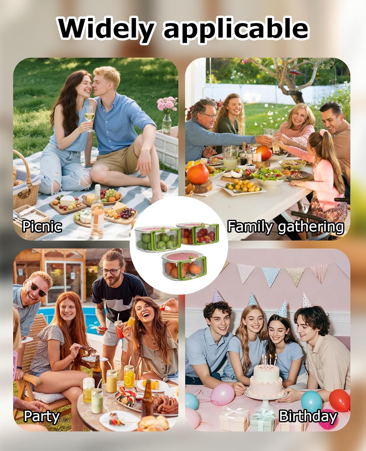 3 PCS Fruit Washing Bowl with Strainer, Multifunctional Berry Washing Basket, Fruit Vegetable Washer Spinne Container with Lid for Kitchen Fridge Picnic & Camping