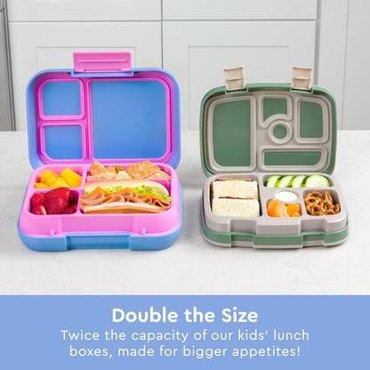 Bentgo Pop - Leak-Proof Lunch Box & Removable Divider for Ages 8+ & Teens - Lunch Container Holds 5 Cups of Food; 3-4 Compartments; Microwave/Dishwasher Safe; 2 Year Warranty (Flame Red/Turquoise)