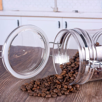 64 oz Reinforced Large Acrylic Canister with Locking Clamp, Airtight Flip Jar | Food Storage Container for Flour, Sugar, Coffee, Candy, Cookie etc
