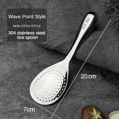 Comicfs Rice Paddle Spoon 304 Stainless Steel Thickened Rice Spoon Rice Spatula Non Stick Rice Scooper for Rice Mashed Potato Salads, Apply for Kitchen Home Restaurant Hotel Serving (Bright)