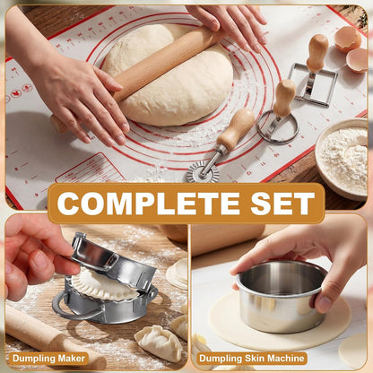 8 Pcs Ravioli Maker Set, 10-hole Mold & Stainless Steel Cutters