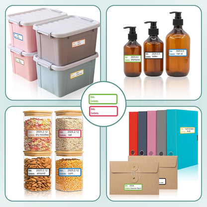 500 Pcs 1×3 Inch Removable Freezer Labels, Waterproof, Oil & Tear Resistant, No Residue Writable Stickers for Food Containers, Jars, Pantry and Meal Prep (Boho-Date)
