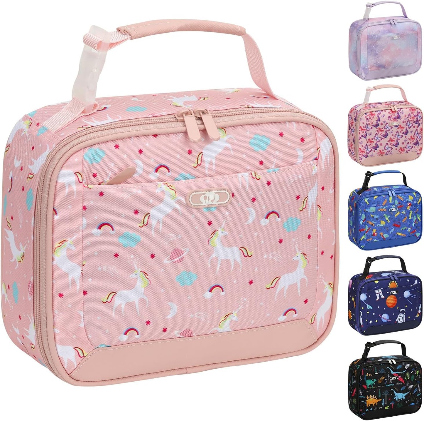 Lunch Box Kids Insulated Lunch Bag for Boys Girls Cute Reusable Lunch Tote Bag Waterproof Portable Thermal Lunch Box Kids for School Picnic Travel Black