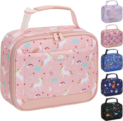 Lunch Box Kids Insulated Lunch Bag for Boys Girls Cute Reusable Lunch Tote Bag Waterproof Portable Thermal Lunch Box Kids for School Picnic Travel Black