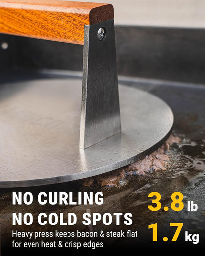 Bacon Press, Stainless Steel Flat Bottom, 9.25 x 5.7 in, 3.2 lb