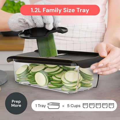 Fullstar Mandoline Slicer for Kitchen, Fruit Cutter, Cheese Grater, Cucumber Slicer, Veggie Spiralizer, Food Cutter & Kitchen Gadgets & Gifts with Safety Glove (11 in 1, White)