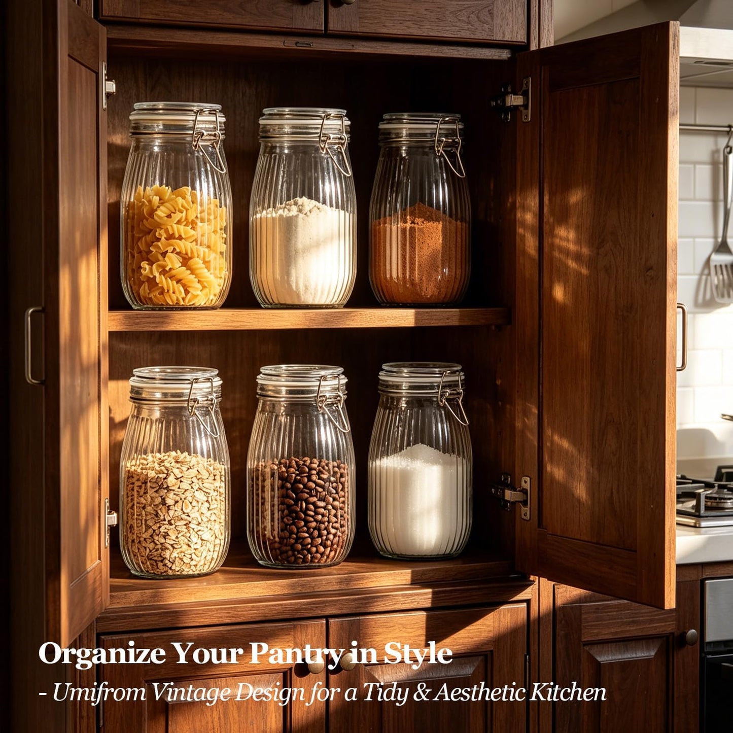 ComSaf Glass Pantry Jars with Airtight Lids 0.7 Gallon 2 Pack Wide Mouth | Flour sugar rice, Sourdough pickling, Pantry organization, Scoop included, Baking supplies, Bulk food storage, Large capacity