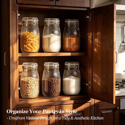 ComSaf Glass Pantry Jars with Airtight Lids 0.7 Gallon 2 Pack Wide Mouth | Flour sugar rice, Sourdough pickling, Pantry organization, Scoop included, Baking supplies, Bulk food storage, Large capacity