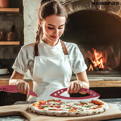 Rainspire 12" Pizza Cutter Rocker Blade Stainless Steel Pizza Rocker with Cover Sharp Blade Pizza Knife Dishwasher Safe Kitchen Gadgets Home Essentials, Black