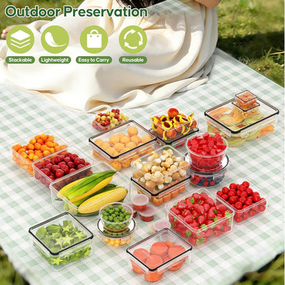 52 PCS Food Storage Containers with Lids Airtight (26 Lids & 26 Containers)- Reusable Plastic Leakproof Meal-Prep Container for Kitchen Storage Organization Microwave/Dishwasher Safe with Labels & Pen