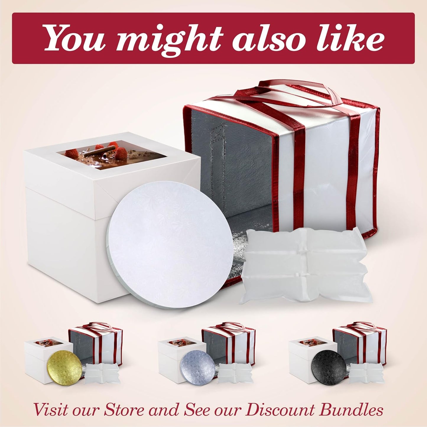 Cakebon Cake Boxes with Drums - 10 Inch Round White Cake Boards/Base para Pasteles (1-Pack) - Caja para Pasteles with Window for Birthdays, Weddings and Parties