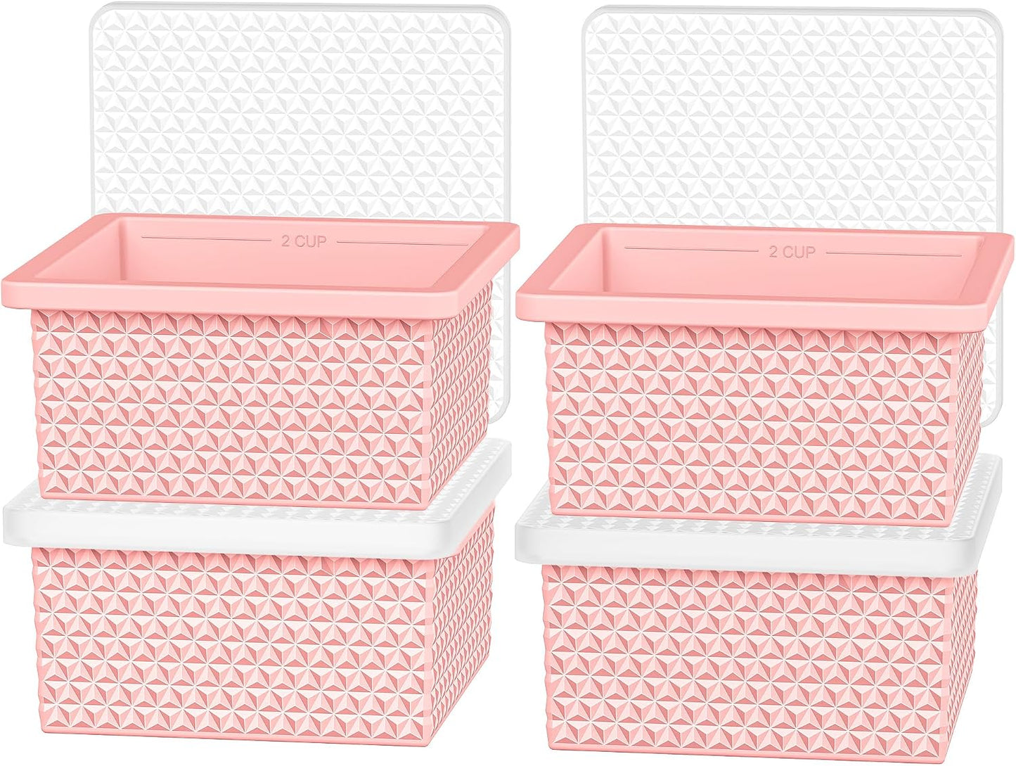 Silicone Freezer Molds for Soup Cube - 2-Cup Freezer Storage Container Tray with Lid,4 Pack Stackable Ice Cube Trays for Portion Control,Food Storage Meal Prep,Oven & Dishwasher Safe