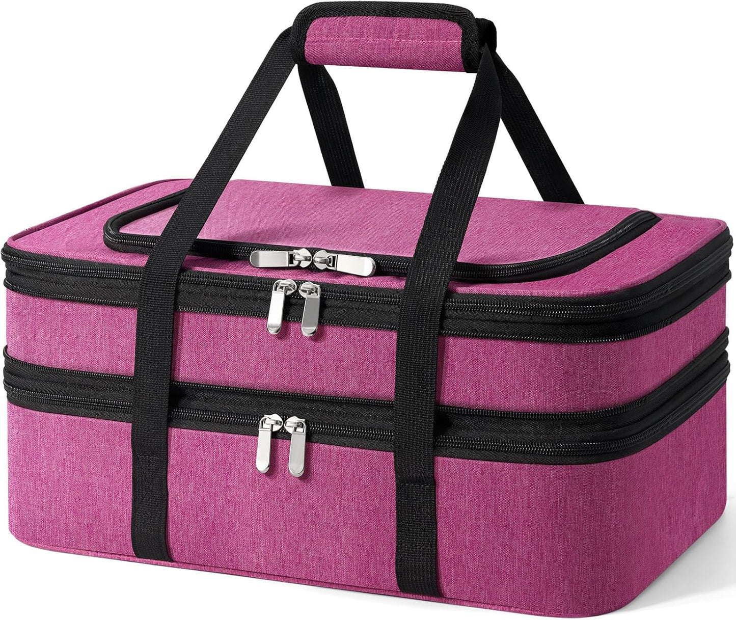 Double Insulated Casserole Carrier - Portable Casserole Carriers for Hot or Cold Food Lunch Tote Warmer or Cooler Bag for Potluck Parties Picnic Cookouts, Fits 9" x 13" Baking Dish - Grey