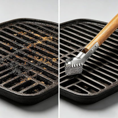 Grill Scraper with Adjustable Blade, 13 Notches Universal Bristle Free Grill Brush for Hot & Cold Grill Grates, Heavy Duty Stainless Steel Grill Cleaning Tool for Gas Charcoal Electric Grills