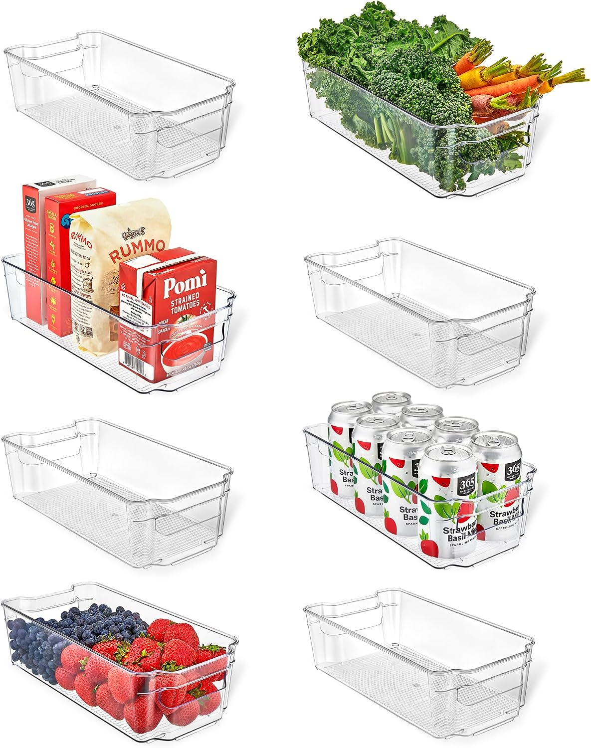 Lifemaster Pantry Organizers and Storage Bins - Stackable Clear Bins for Kitchen and Freezer, Snack Pantry Organizer, Refrigerator Storage Solutions, Multi-Purpose Kitchen Storage Bins - 2 pack