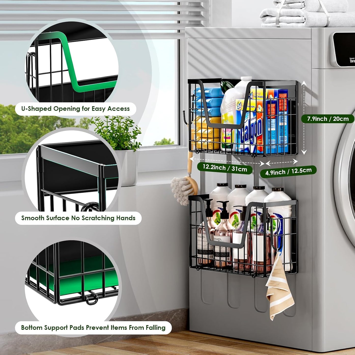 2 Set Magnetic Shelf for Fridge, Potato & Onion Storage Bins, Magnetic Fruit Basket for Refrigerator Pantry Kitchen Counter Laundry Organizer, Fridge Magnetic Spice Rack Magnet Fridge Storage