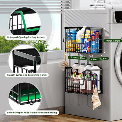 2 Set Magnetic Shelf for Fridge, Potato & Onion Storage Bins, Magnetic Fruit Basket for Refrigerator Pantry Kitchen Counter Laundry Organizer, Fridge Magnetic Spice Rack Magnet Fridge Storage