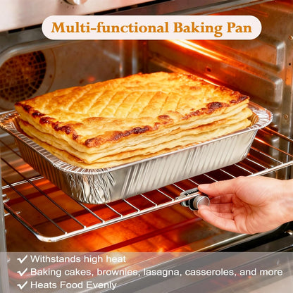 9x13 Aluminum Foil Pans with Lids - 25 Pack Disposable Half Size Deep Steam Table Tin Foil Pans for Oven Baking Cake, Roasting, Food Prepping, Storing, Freezing, Chafing