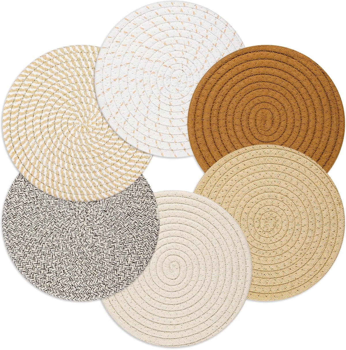Billbotk 8'' Trivets Hot Dishes, Hot pots and Pans, 6 Heat Resistant Hot Pads, Pot Holders Kitchen, Hot Plate Mats Kitchen Countertops, Table, Home Essentials New Home and Farmhouse Decor