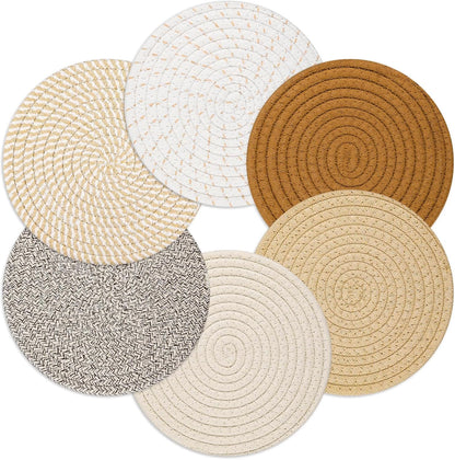 Billbotk 8'' Trivets Hot Dishes, Hot pots and Pans, 6 Heat Resistant Hot Pads, Pot Holders Kitchen, Hot Plate Mats Kitchen Countertops, Table, Home Essentials New Home and Farmhouse Decor