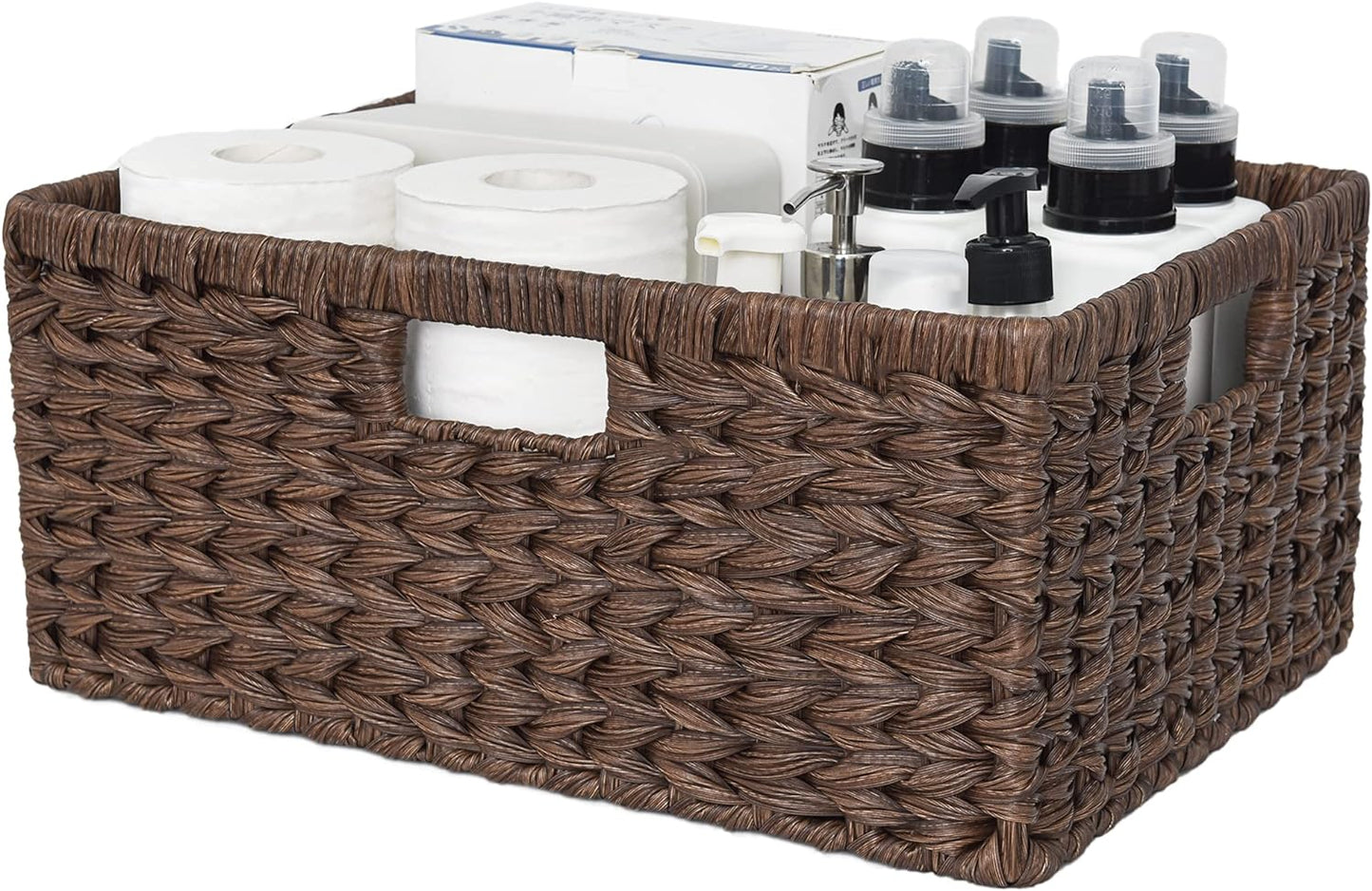 GRANNY SAYS Wicker Storage Baskets for Shelves, Water Hyacinth Basket with Scalloped Edge, Storage Wicker Baskets for Pantry, Large, 2-Pack