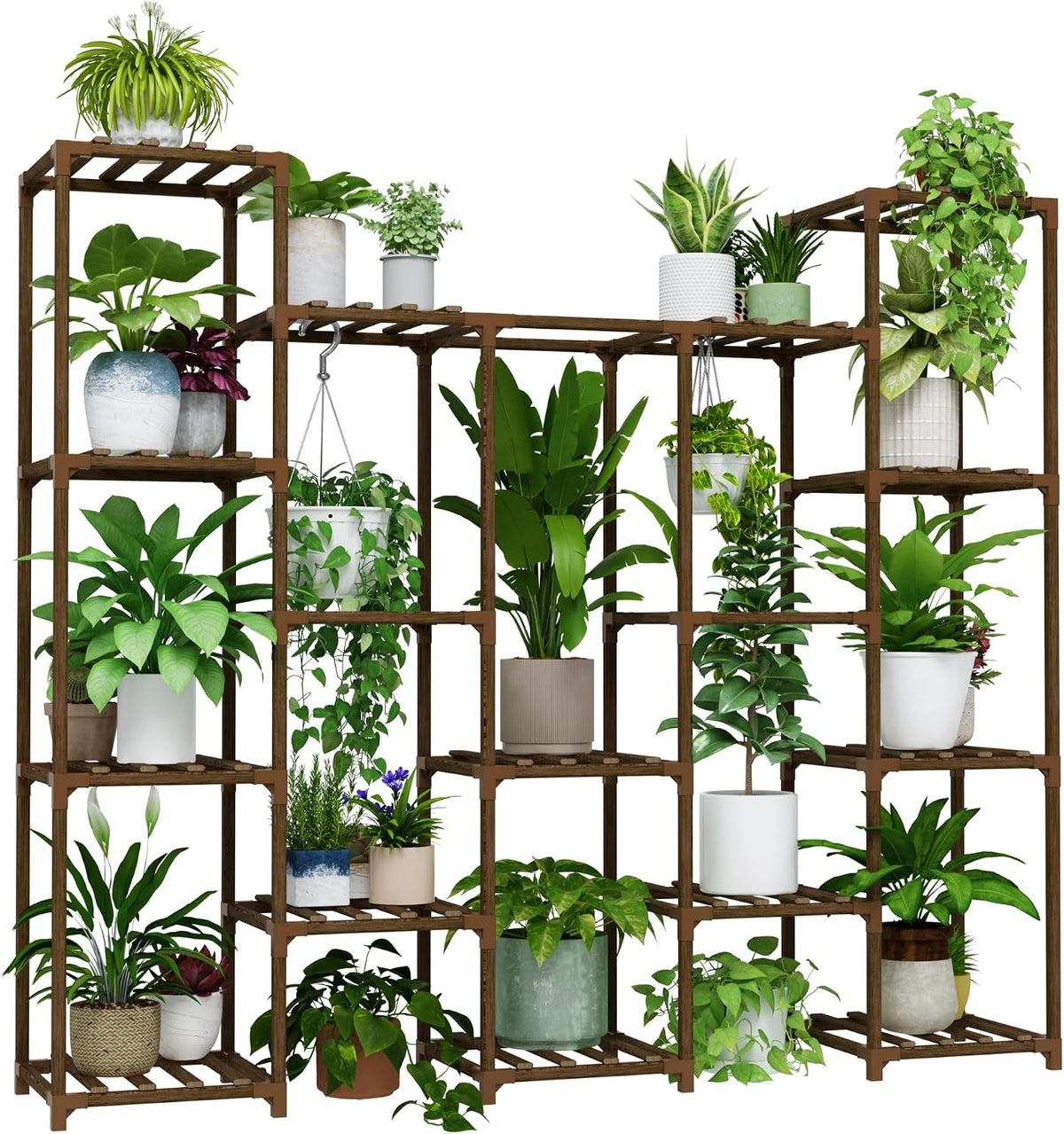Bamworld Plant Stand Indoor Plant Shelf Outdoor Wood Plant Rack