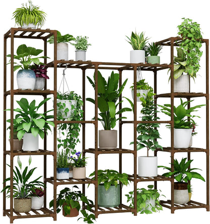 Bamworld Plant Stand Indoor Plant Shelf Outdoor Wood Plant Rack