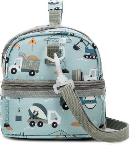 Insulated Kids Dual Compartment Lunch Bags Tote for Girls Boys Toddler School Picnic Food Cooler Thermal with Strap Lunch Boxes Blue Unicorn