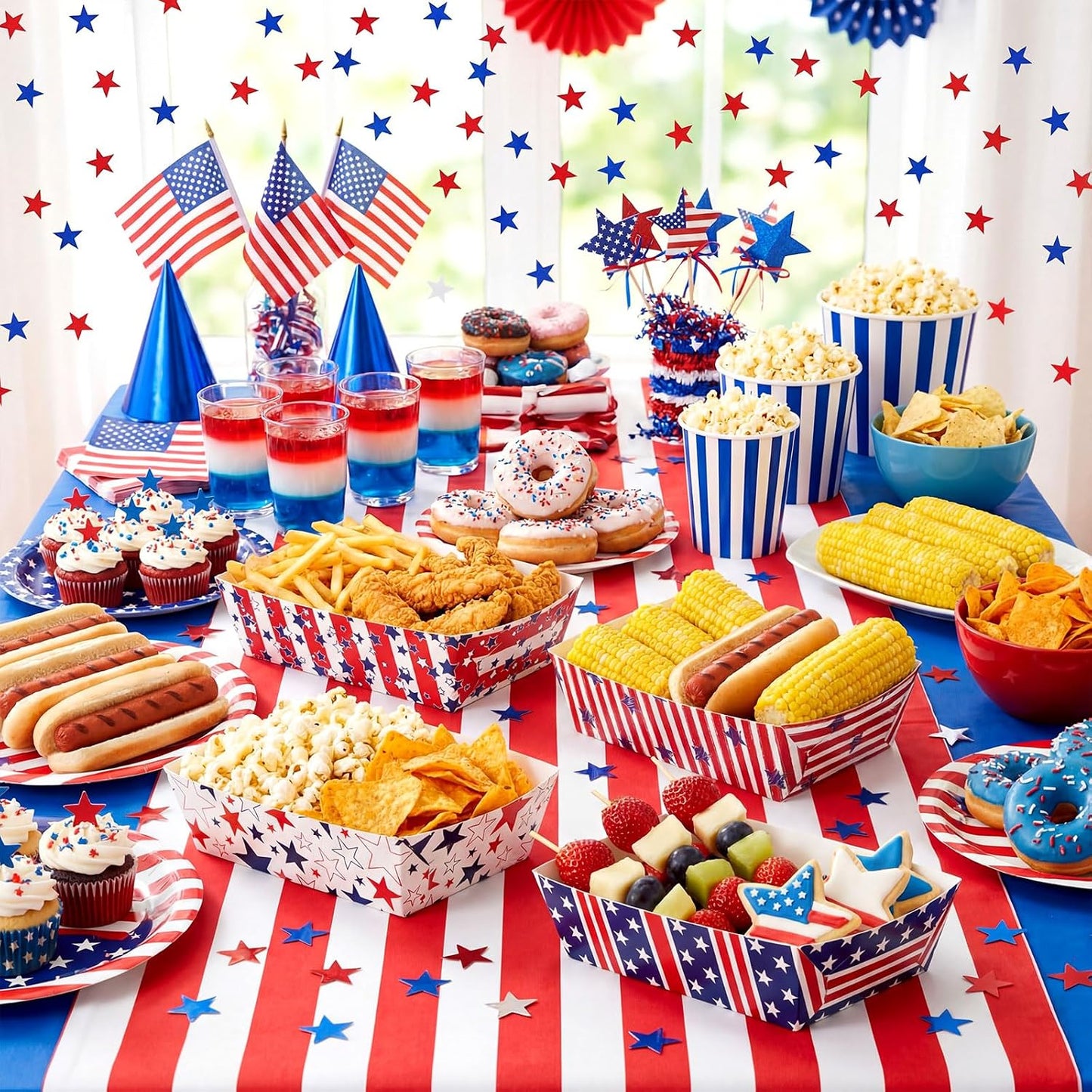 Honeydak 100 Pieces Mother's Day Heart Pattern Paper Food Trays Disposable Nacho Container Paper Boats Serving Trays for Hot Dog Popcorn Taco Snack Candy Food Container Party Supplies
