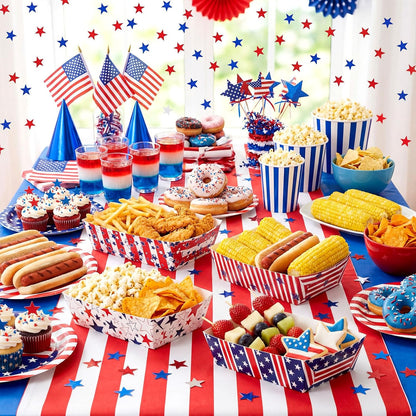 Honeydak 100 Pieces Mother's Day Heart Pattern Paper Food Trays Disposable Nacho Container Paper Boats Serving Trays for Hot Dog Popcorn Taco Snack Candy Food Container Party Supplies