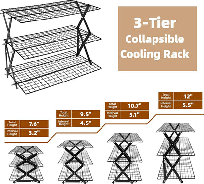 3 Tier Collapsible Cooling Rack Sourdough Cooling Rack 17"x10"