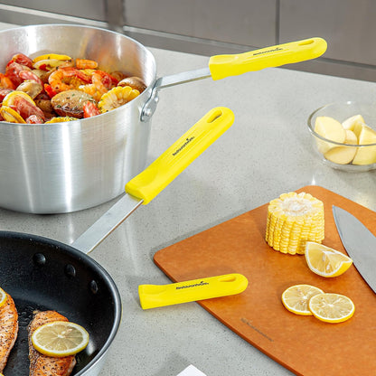 Restaurantware Silicone Pan Handle Cover Set 1-Count Heat-Resistant Removable Pan Handle Grips, Ergonomic Non-Slip Green Handle Protectors for Fry Pans and Sauce Pans